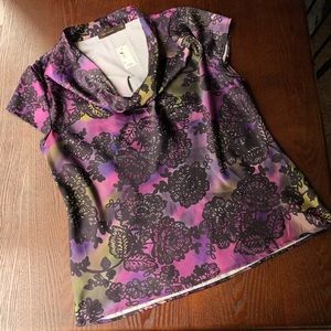 The Limited pink & purple floral cowl neck blouse